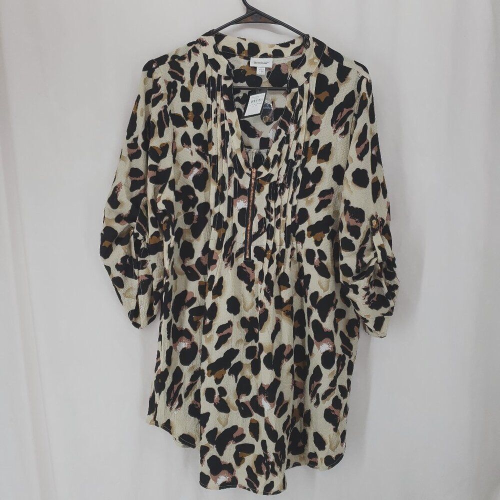Avenue Tunic Top Leopard Spot Print Size 18 Flaws Casual Blouse Plus (AS)